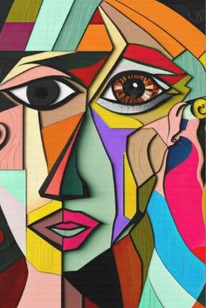 Abstract cubist painting in Picasso style for wall decor