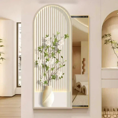 miroir carré nordique décoratif avec cadre floral esthétique - vue 7 sur 9