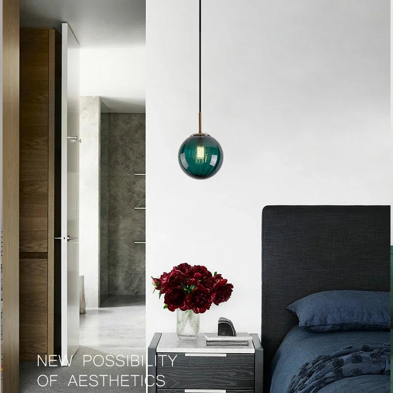lustre moderne en verre design suspendu lumineux nordique - vue 7 sur 14