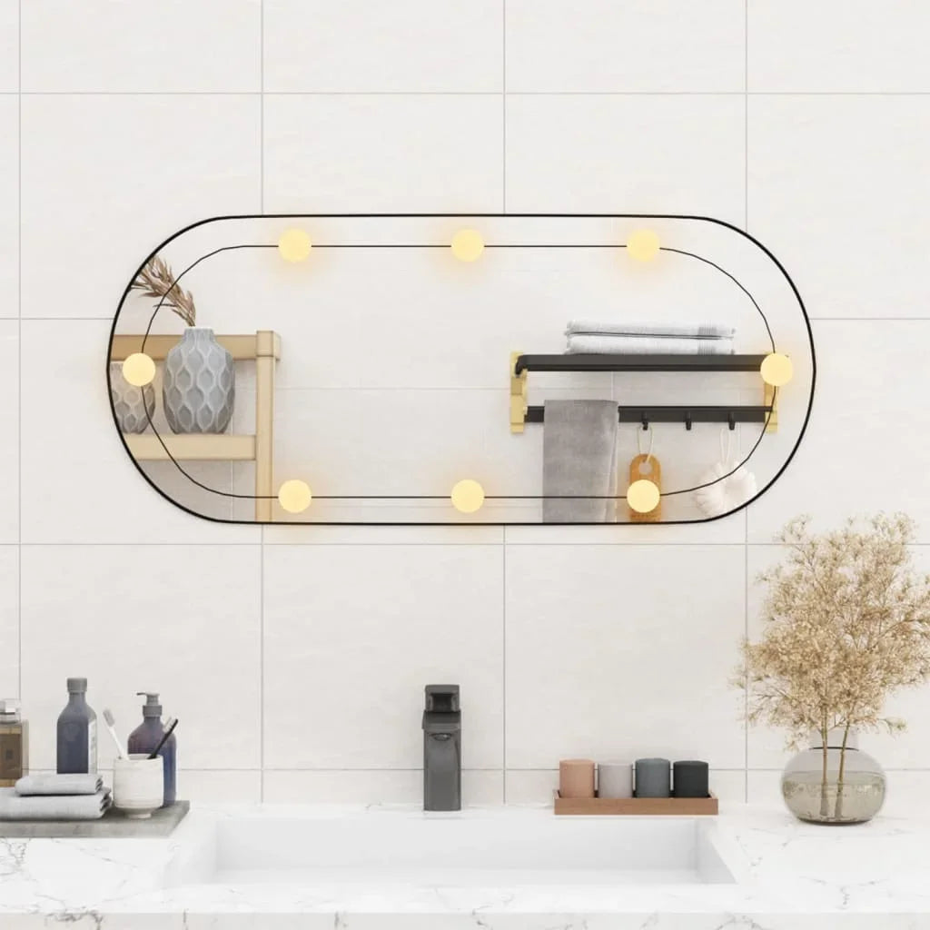 miroir mural oval avec lumières led en verre décoratif - vue 7 sur 7