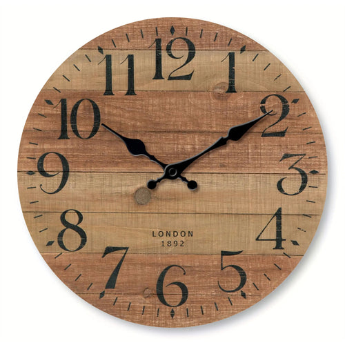 Retro brown wood textured pattern wall clock, round wooden silent clock, suitable for living room bedroom, room decor, classic h