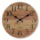 Retro brown wood textured pattern wall clock, round wooden silent clock, suitable for living room bedroom, room decor, classic h