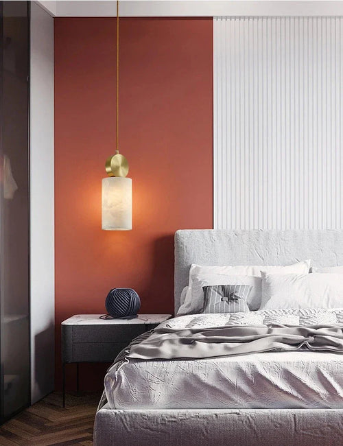 lustre en marbre et cuivre décoration nordique suspendue - vue 9 sur 8