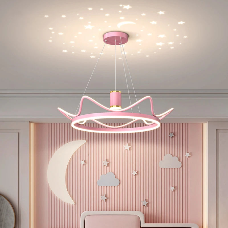 lustre moderne avec projection ciel étoilé pour chambre enfant - vue 2 sur 14