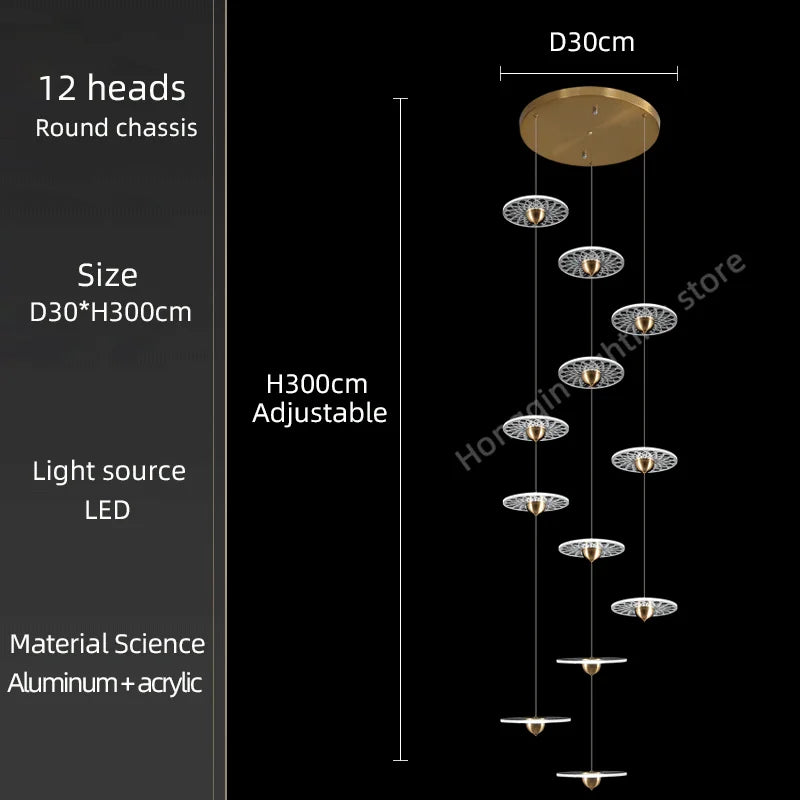 lustre moderne pour escalier design nordique simple et élégant - vue 17 sur 21