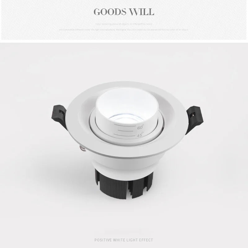 Spot Zoom intégré dimmable encastré 15-60 degrés COB