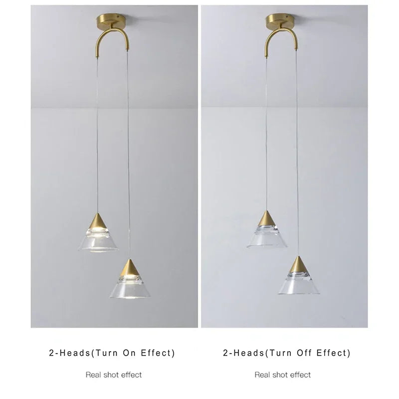 Industrial Pendant Light Fixtures Gold Finish Kitchen Ceiling Lights Crystal Shade Led Chandelier Lustre Christmas Decor Lamp - vue 6 sur 7
