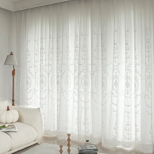 Voilage tulle brodé style européen pour salon fenêtres