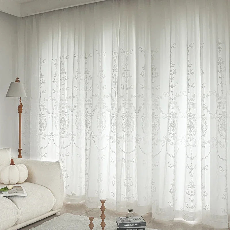 Voilage tulle brodé style européen pour salon fenêtres - vue 2 sur 7