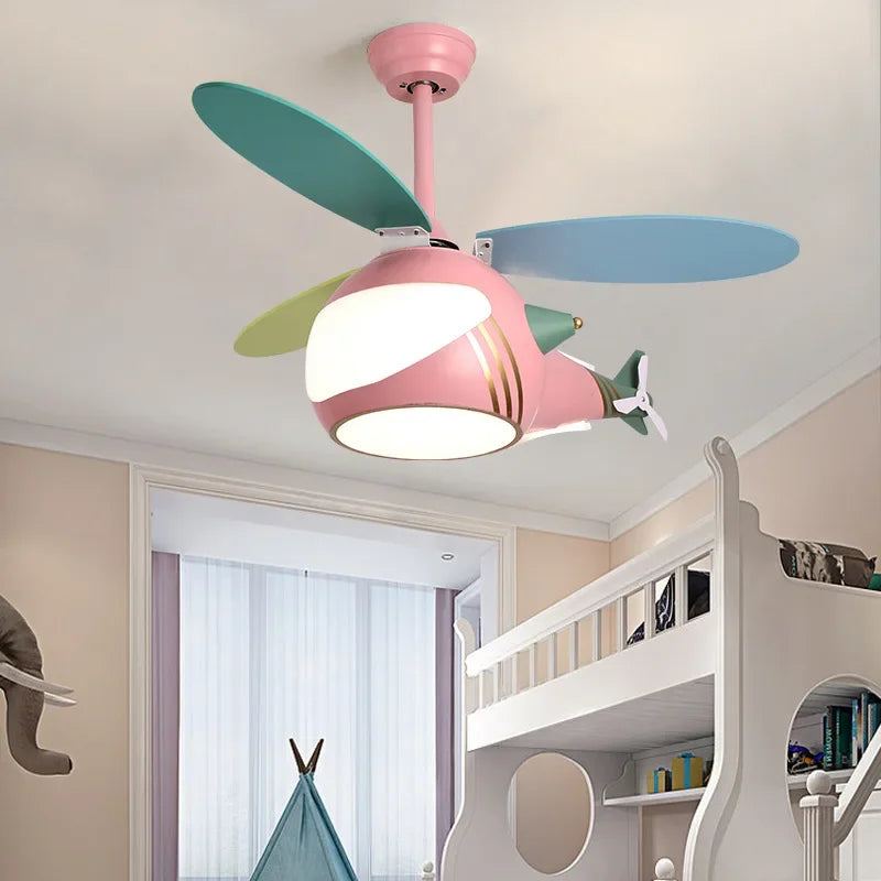ventilateur créatif hélicoptère pour chambre d'enfant décorative - vue 5 sur 9