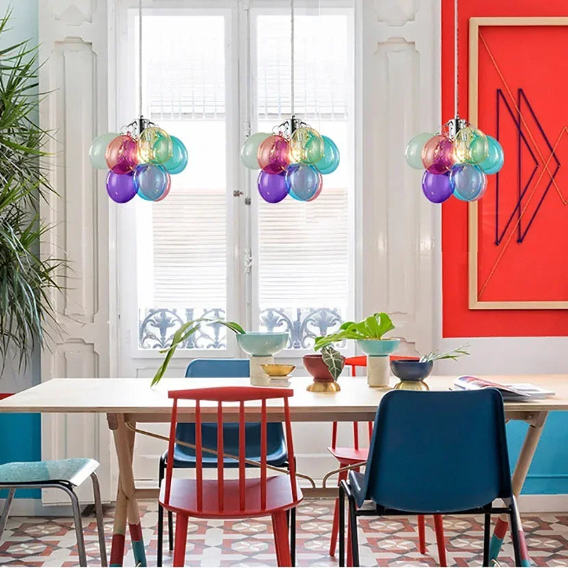 Colorful Bubble Chandelier Glass Pendant Lamp Ceiling Light Suspension Hanging Luminaire for Living Room Bedroom - vue 3 sur 14