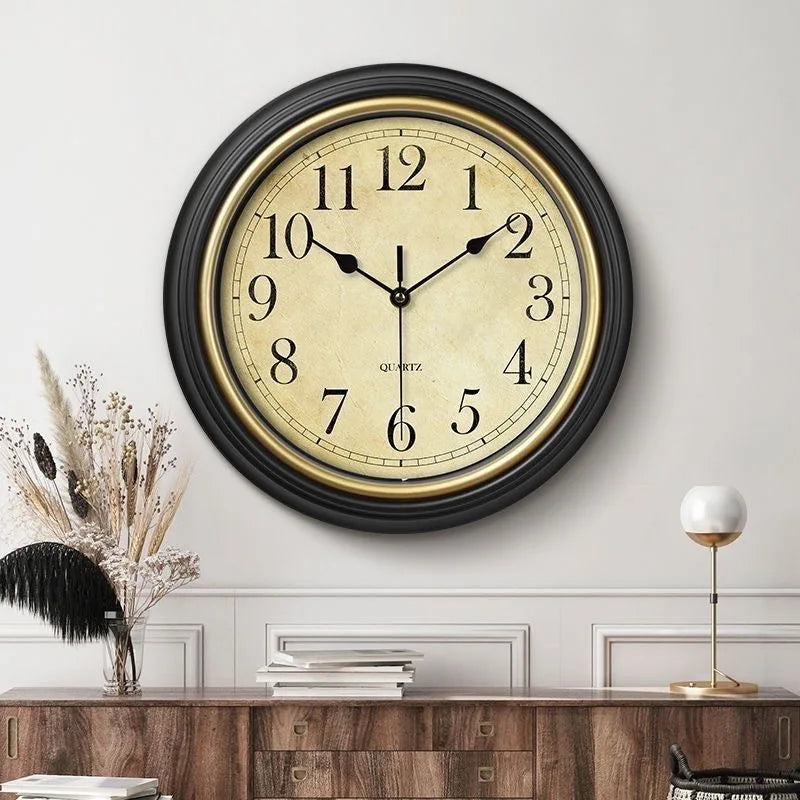 horloge murale vintage silencieuse facile à lire chiffres romains arabes - vue 3 sur 7
