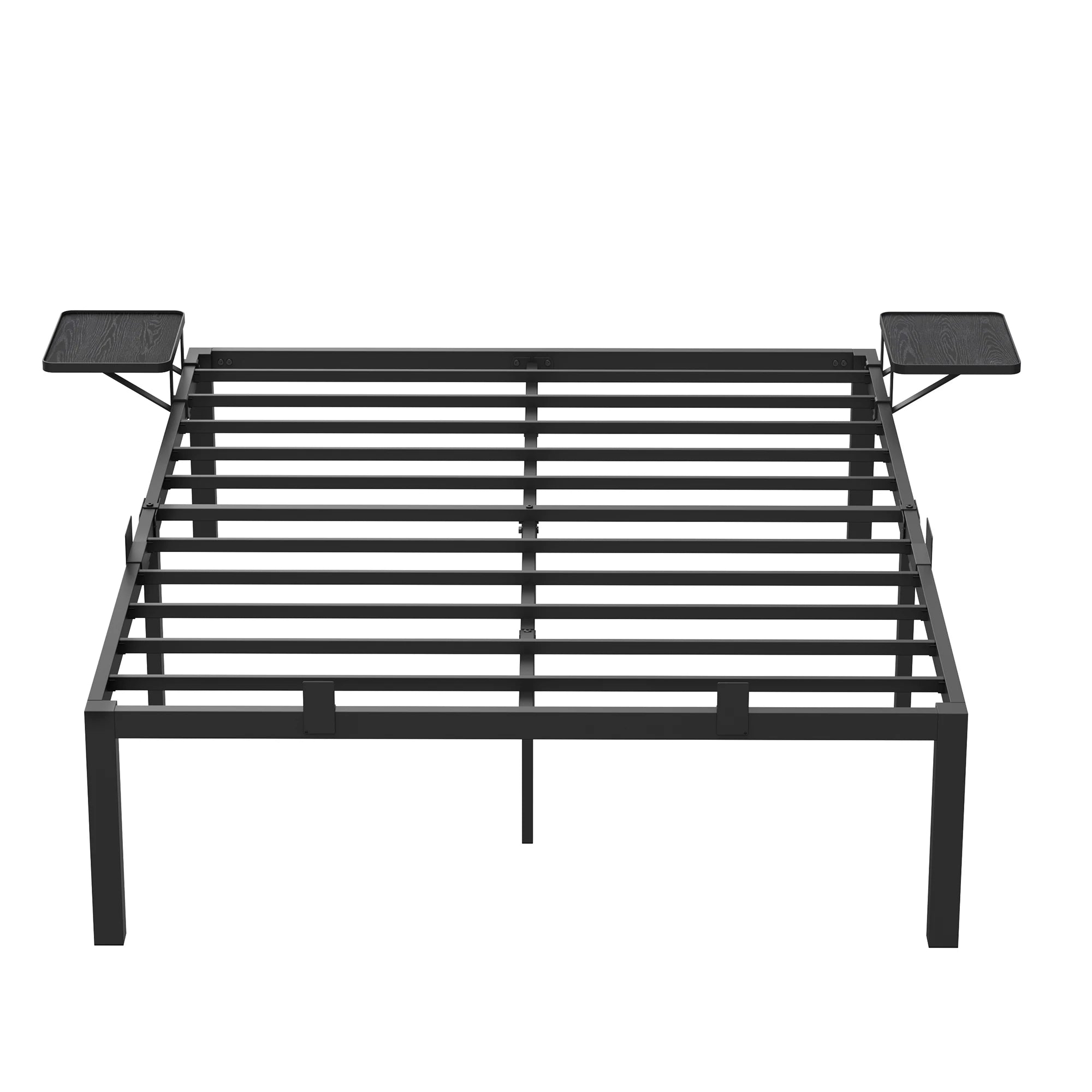 VASAGLE Double Bed Frame, Metal Bed Frame, with Bedside Shelves, Guest Bed Frame, for 190 x 140 cm Mattresses, Easy Assembly