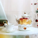 Service à thé vintage porcelaine théière filtre chauffe