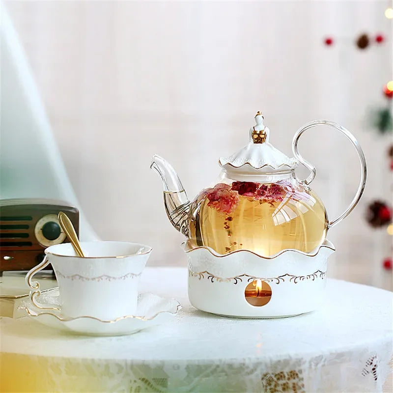 Service à thé porcelaine vintage britannique filtre chauffant - vue 2 sur 4