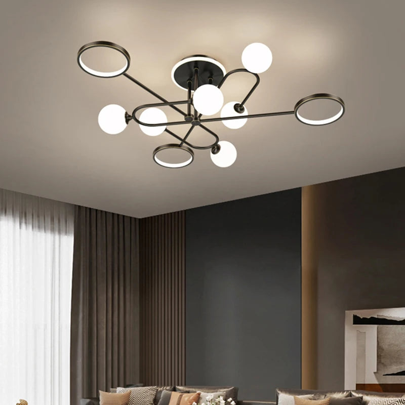 lustre moderne en verre blanc design élégant pour intérieur contemporain - vue 2 sur 12