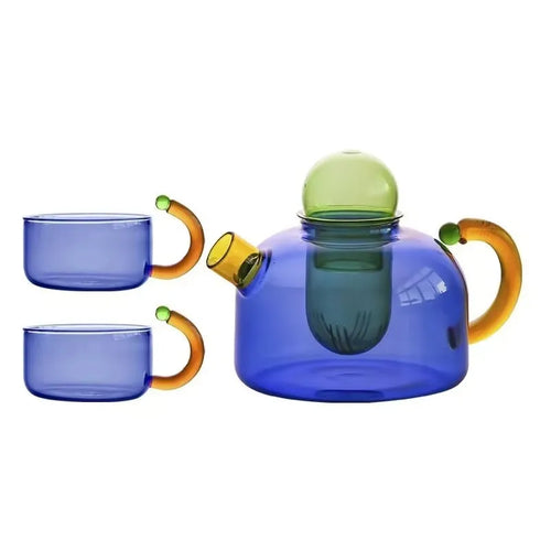 Heat-resistant glass teapot with filter, minimalist style