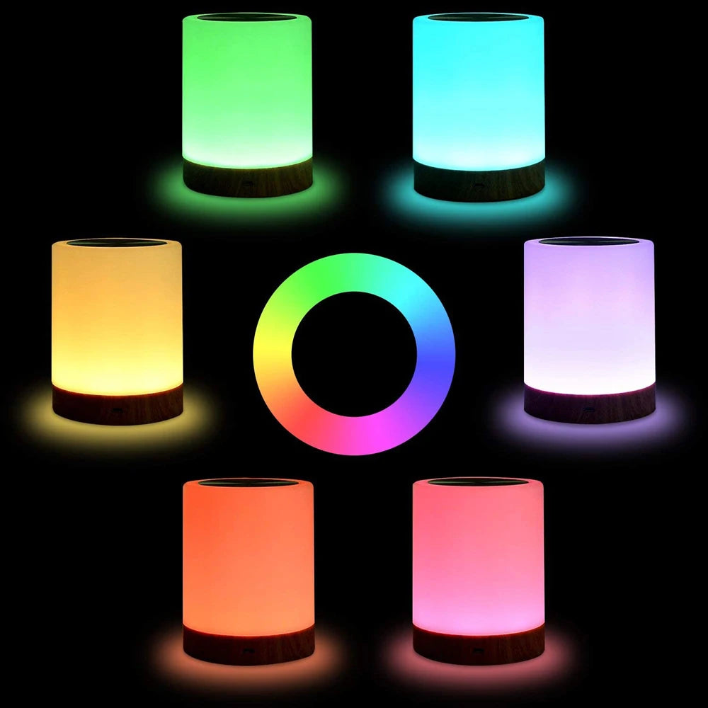 Lampe tactile LED veilleuse pour chambres à coucher salon Table Portable lampes de chevet Rechargeable blanc chaud RGB lumière pour enfants cadeau - vue 4 sur 8