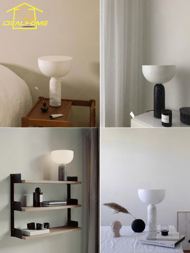 lampe de table champignon design danois en marbre lumineux minimaliste - vue 11 sur 11