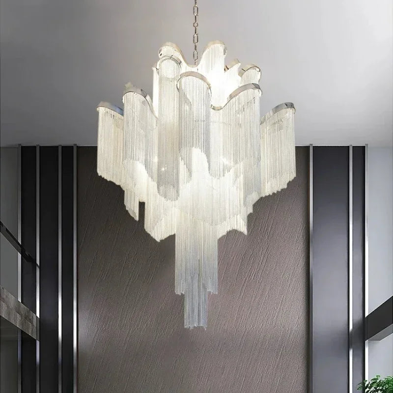 lustre à led pampilles industrielles éclairage intérieur décoration moderne - vue 3 sur 12