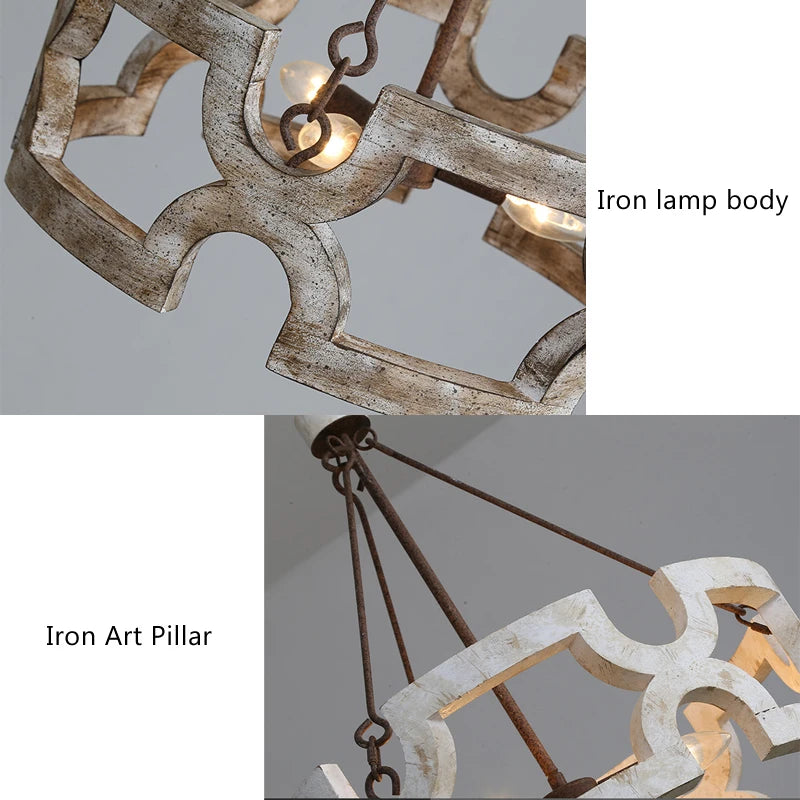 Créatif américain Rural bois lustre lumière salon salle à manger couloir magasin de vêtements boutique Restaurant suspension lampe