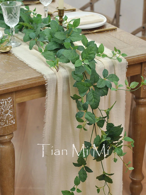 Chemin de table gaze coton rétro bohème mariage décoration