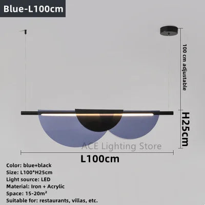 Lustre acrylique moderne nordique Led en verre coloré - vue 8 sur 10