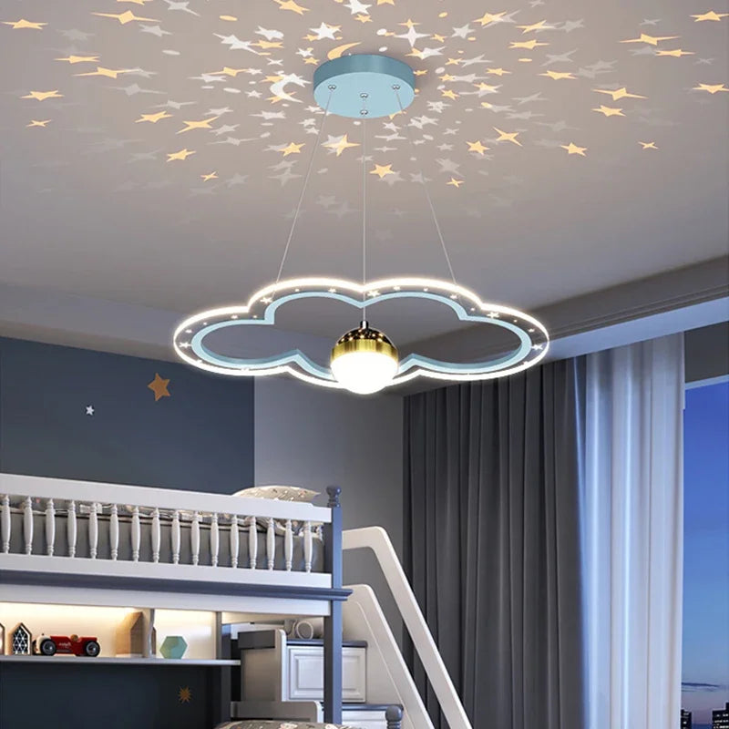 lustre led moderne nuage fleur éclairage ciel étoilé intérieur - vue 3 sur 18
