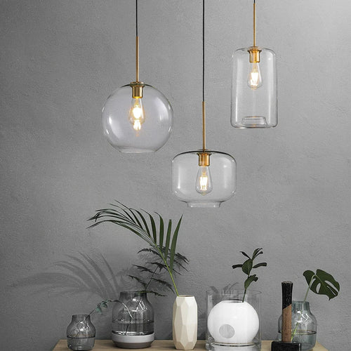 Lustre LED verre suspension industriel