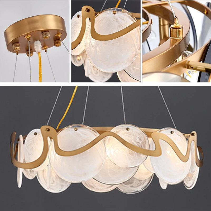 Modern crystal chandelier with adjustable suspension cable E14 pendant light,living room bedroom kitchen ceiling chandelier - vue 5 sur 16