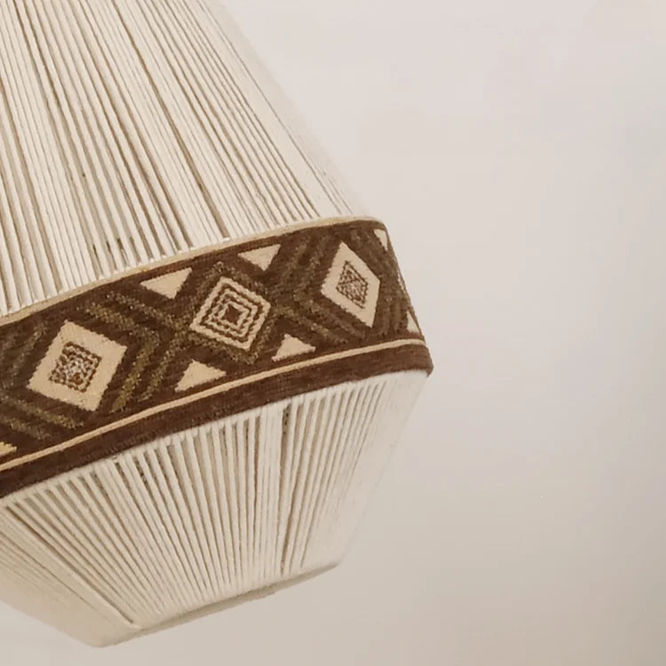 lustre bohème en tissu tissé avec corde en coton et lin - vue 6 sur 9
