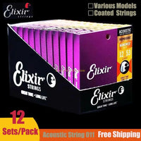 ensemble de 10/12 cordes de guitare elixir nanoweb 80/20 bronze pour électrique acoustique