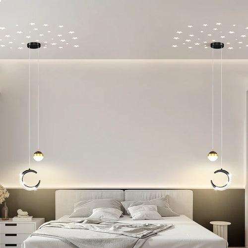 Simple modern LED chandelier, minimalist Nordic style for bar or café - vue 5 sur 12