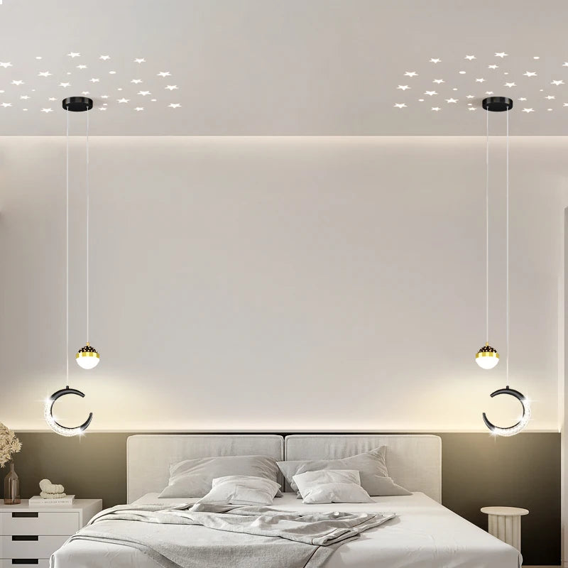 Simple modern LED chandelier, minimalist Nordic style for bar or café - vue 5 sur 12