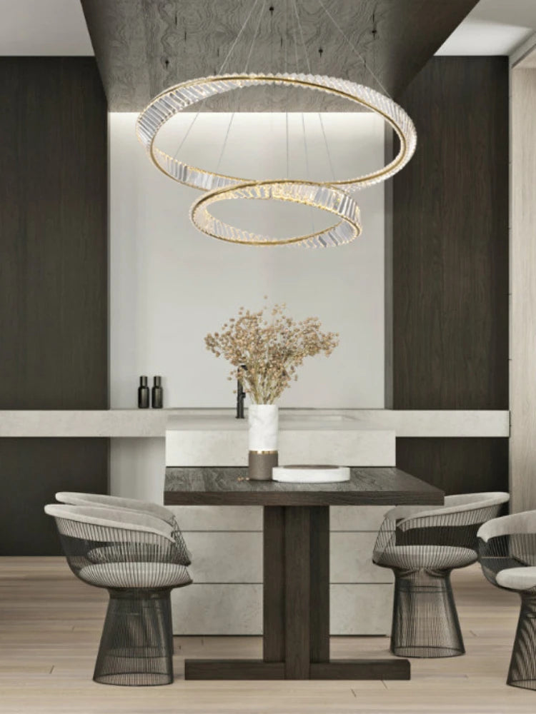 lustre en cristal design en acier inoxydable pour décoration moderne - vue 3 sur 7