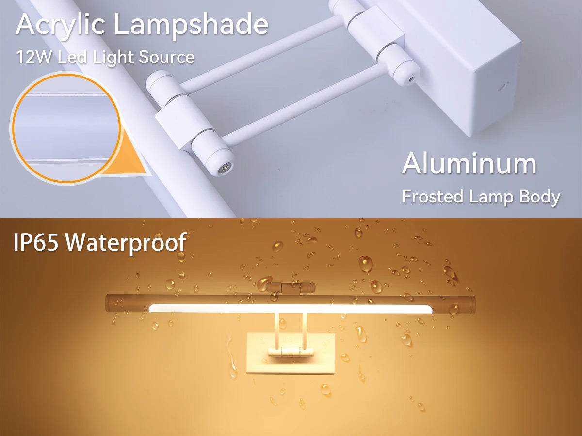 applique murale à led pour miroir étanche angle réglable moderne - vue 6 sur 10