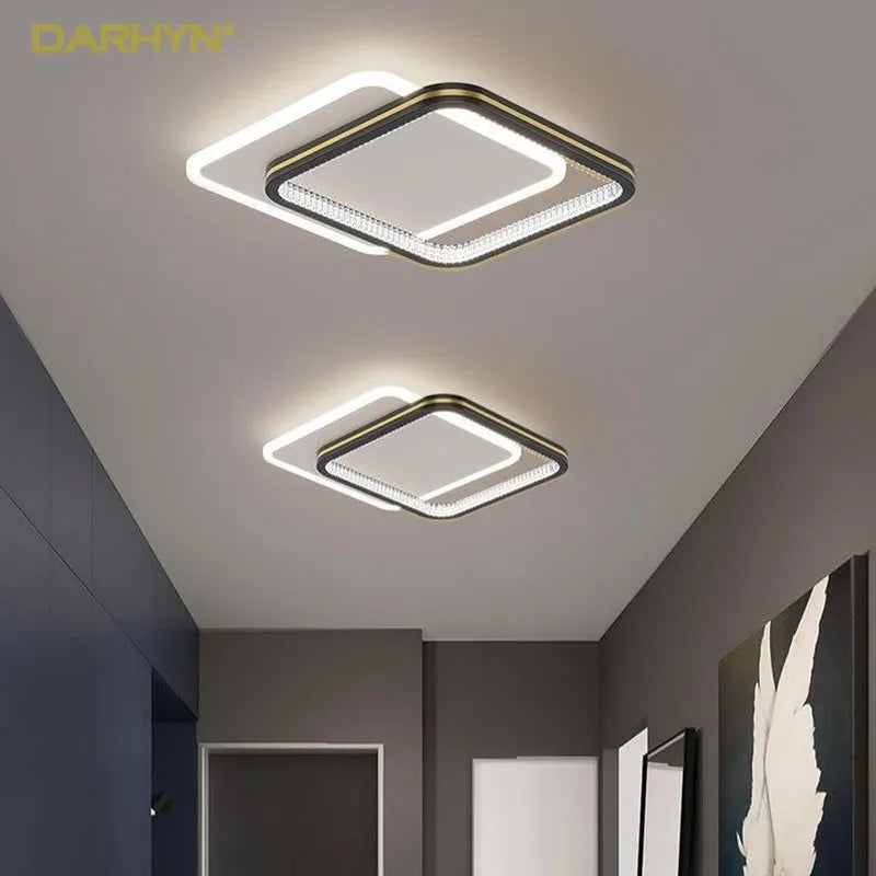 Plafond moderne à LEDs lumières pour l'entrée de la maison luminaires d'intérieur avec abat-jour en cristal lumières rondes carrées Luminaria - vue 3 sur 14