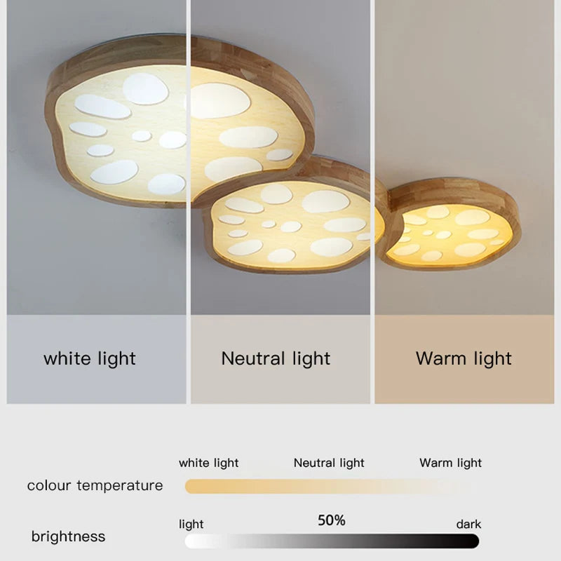 2023 New Lotus Root Ceiling Lamp for Living Room Bedroom Children's Study Kitchen Home LED Light Fixture Modern Wood Chandelier - vue 5 sur 14
