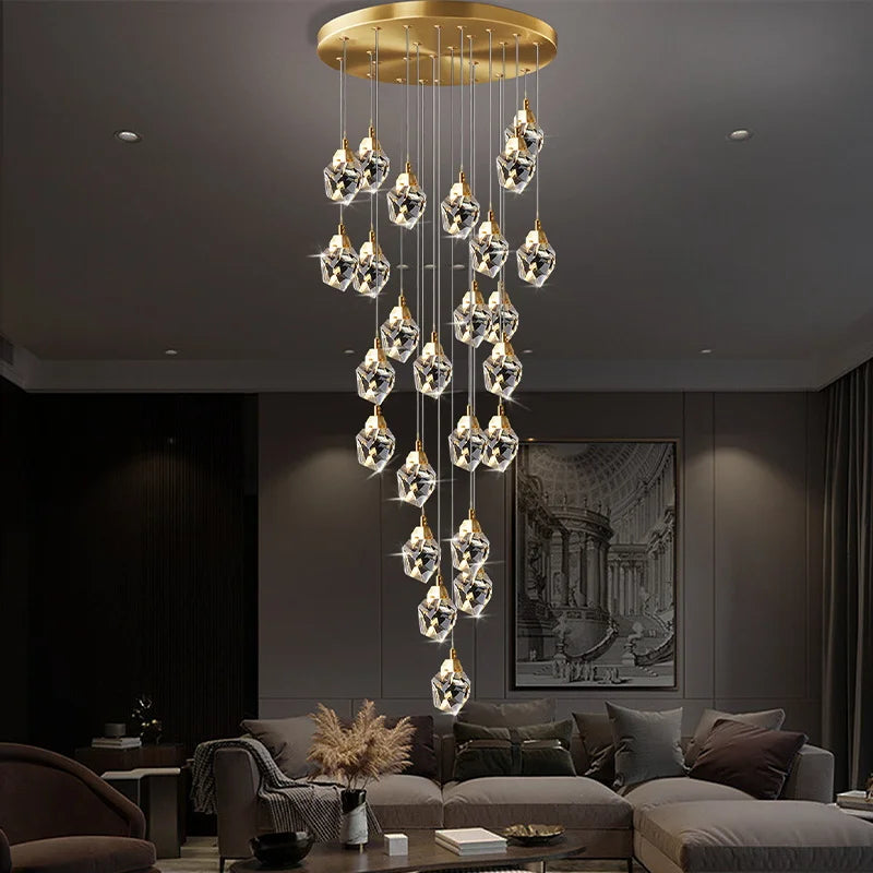 lustre en cristal suspendu pour un éclairage élégant et moderne - vue 3 sur 14