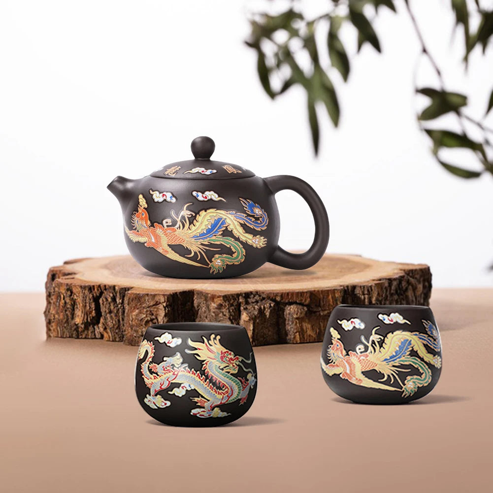 theiere argile dragons phenix gongfu artisanale changeante - vue 5 sur 7