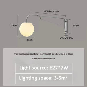 led wall light with glass swing arm for reading