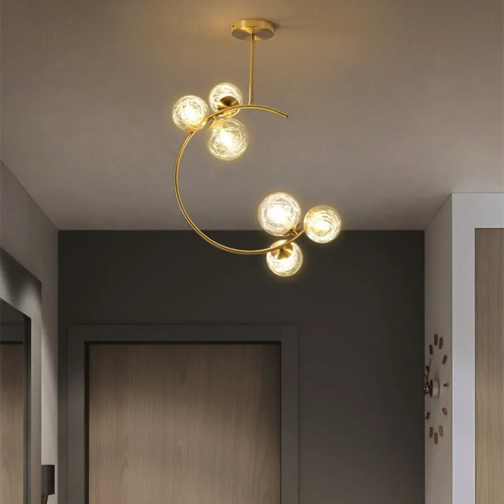 220V 110V Small Chandelier Nordic Round Pendant Light Gold Glass Ball Light for Living Room Dinning Room Kitchen Bedroom - vue 2 sur 16