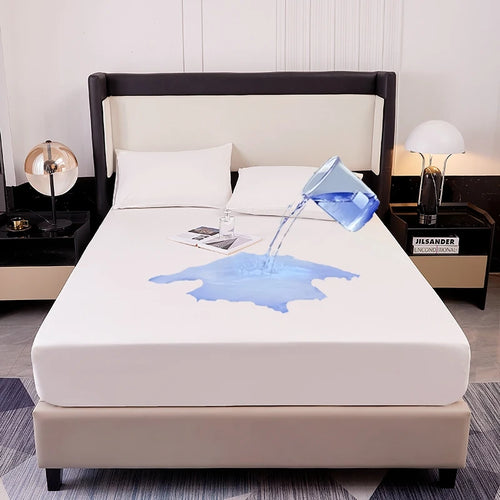 Kuup Safe Waterproof Mattress Protector, Soft Comfortable Breathable Solid Color Bedding Mattress Cover Fitted, No Pillowcases - vue 2 sur 13