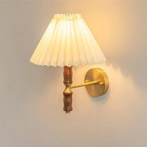 applique murale nordique led avec abat-jour en tissu et bois