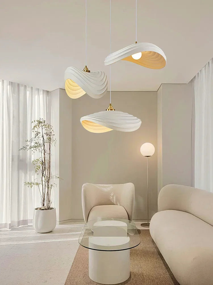 Nordic Minimalist Wabi Sabi Cream Style LED Dining Room Cafe Pendant Light Restaurant Bar Loft Home Decor Lamp Stairs Chandelier - vue 6 sur 19