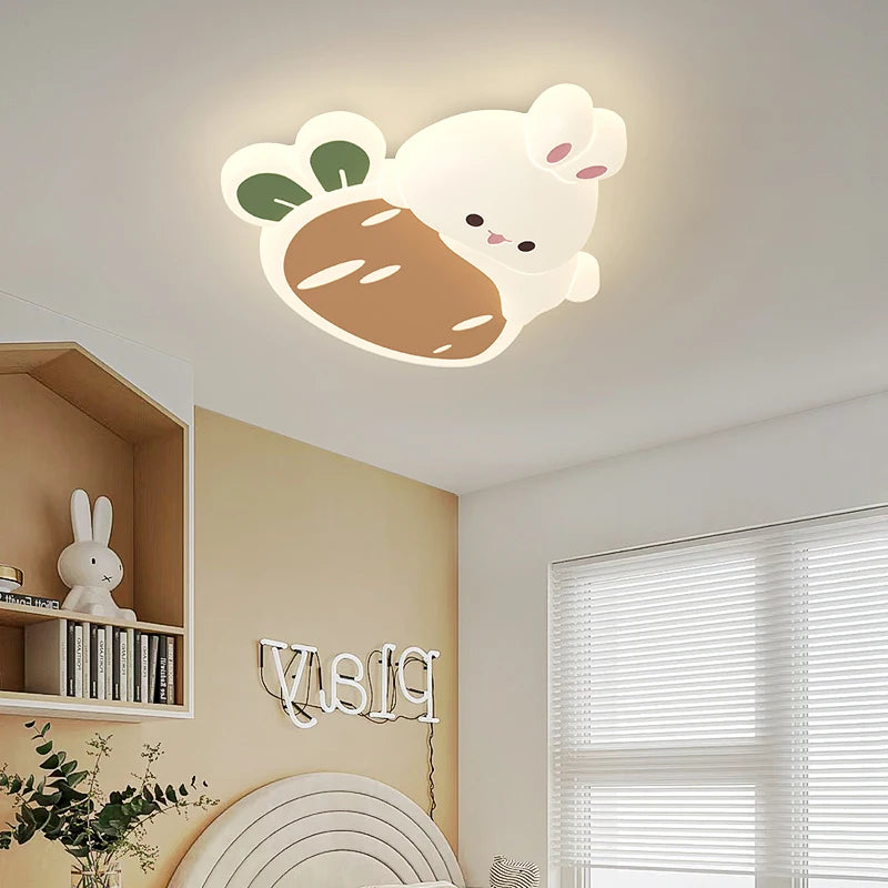 plafonnier lapin aux fraises pour chambre d'enfant décoration lumineuse - vue 4 sur 8