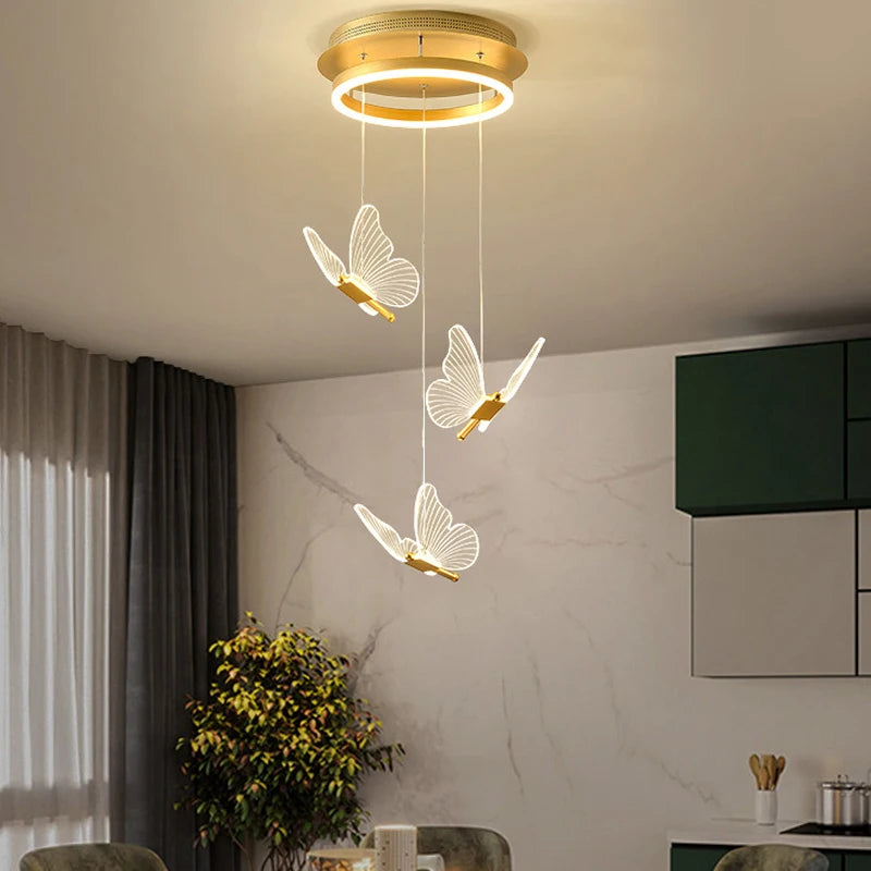 Lustre Papillon LED Acrylique Salle Escalier Suspension - vue 4 sur 12