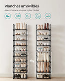 SONGMICS Shoe Rack, 10-Tier Metal Shoe Storage Organizer, Customizable Design, Metal Frame, Space-Saving Rack
