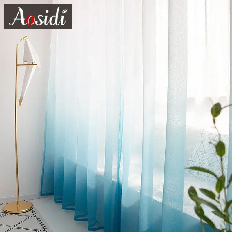 Voilage tulle dégradé moderne léger pour salon chambre - vue 2 sur 10