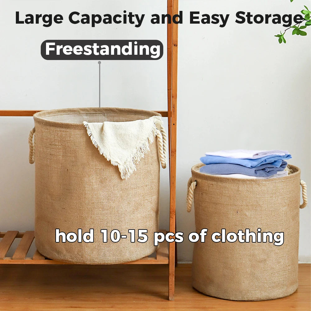 Large Laundry Basket, Waterproof, Freestanding Laundry Hamper, Collapsible Tall Clothes Hamper with Extended Handles for Clothes - vue 4 sur 8